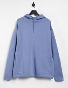Asos Design Hoodie With Half Zip And Pocket Detail In Blue-blues