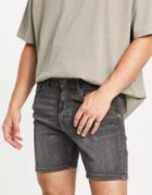 Dtt Skinny Fit Denim Shorts In Dark Gray