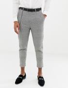 Twisted Tailor Cropped Tapered Fit Pants With Pleat In Check - Black