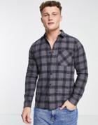New Look Long Sleeve Check Shirt In Gray