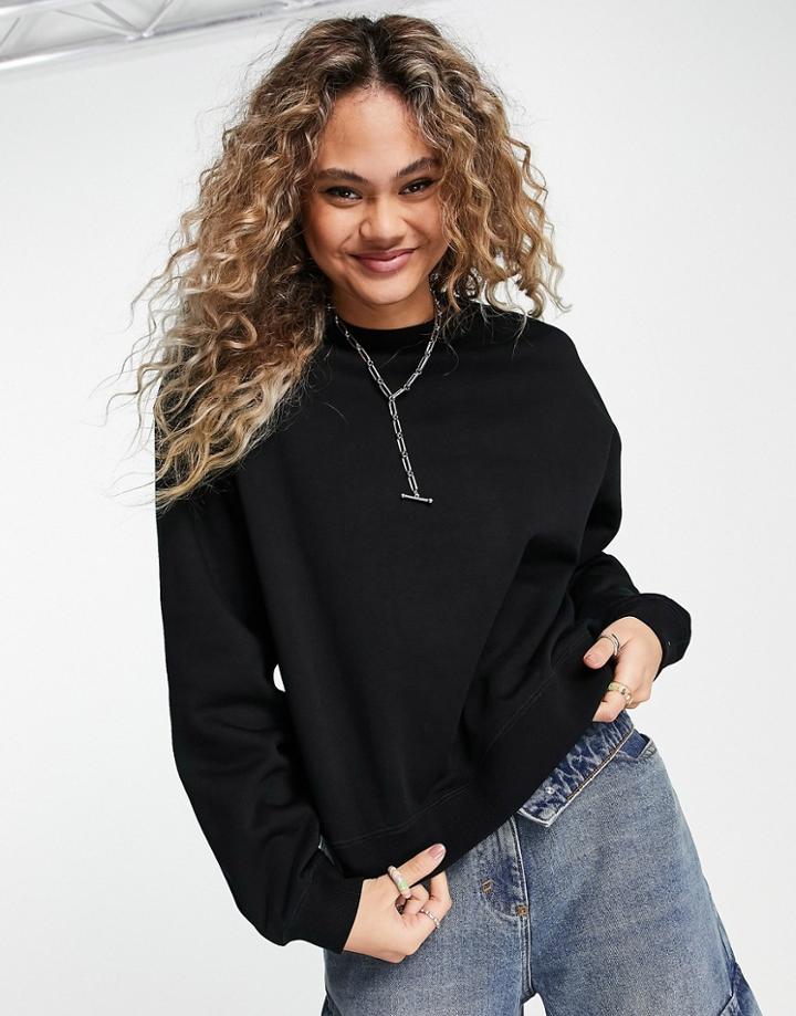 Weekday Essence Organic Cotton Sweatshirt In Black