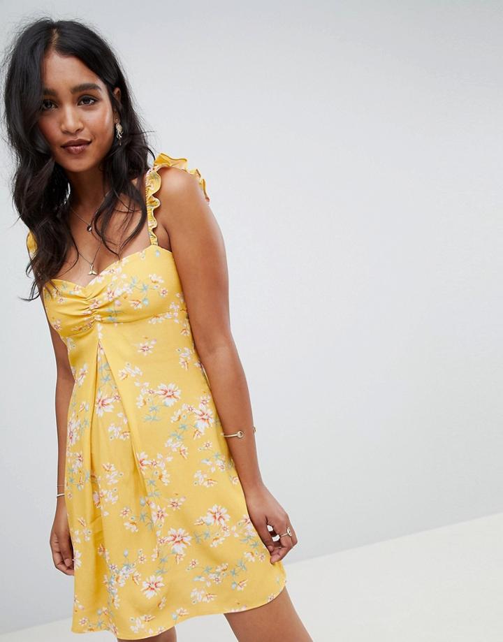 Flynn Skye Bloom Print Mini Dress - Yellow