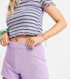Pieces Petite Organic Cotton Knitted Shorts In Lilac-purple