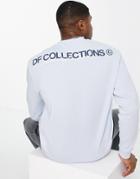 Asos Dark Future Relaxed Sweatshirt With Logo Back Print In Light Blue-blues
