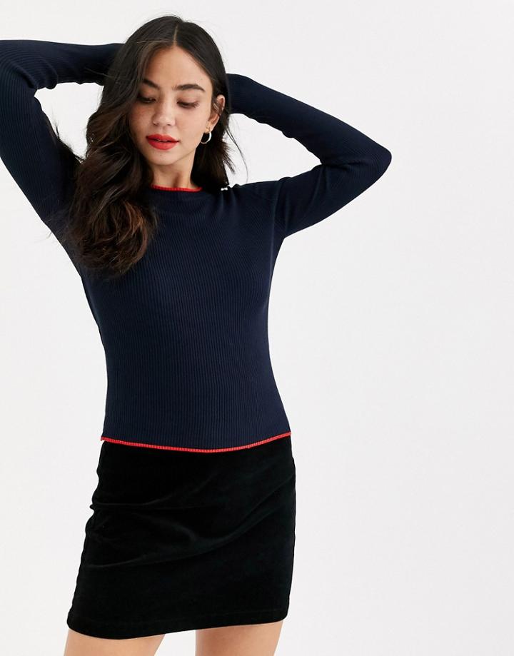 Jdy Long Sleeve Round Neck Sweater-navy