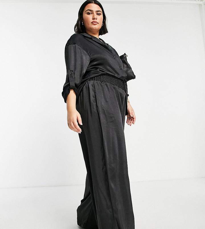 Extro & Vert Plus Satin Pants In Black - Part Of A Set