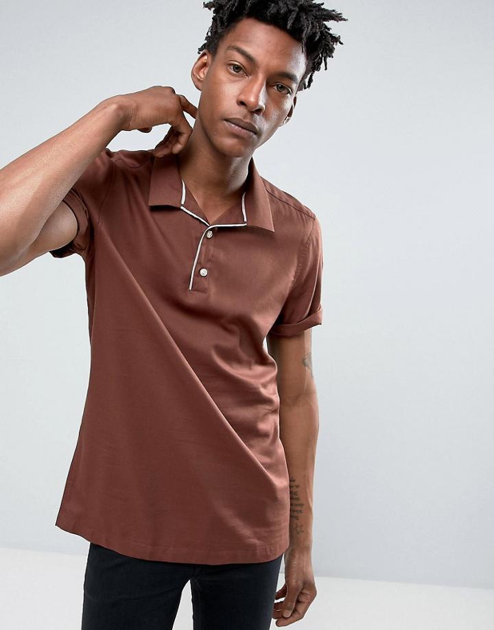 Asos Regular Fit Shirt In Rust With Revere Collar - Brown