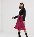 Missguided Exclusive Pleated Midi Skirt In Raspberry - Red