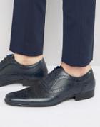 Red Tape Etched Brogues In Navy Leather - Blue