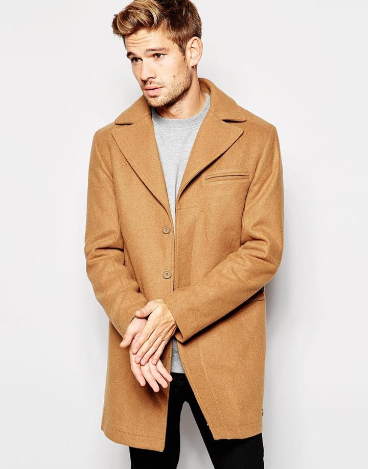 Esprit Wool Overcoat In Camel - Tan