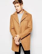 Esprit Wool Overcoat In Camel - Tan