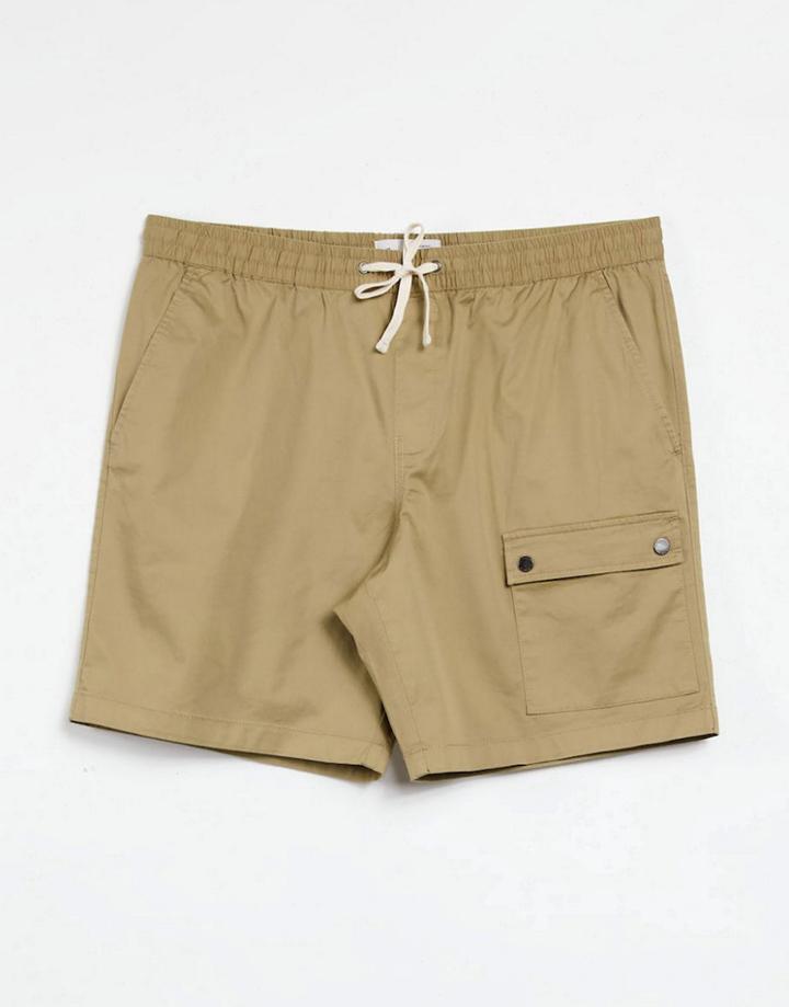 Original Penguin Drawstring Cargo Pocket Shorts In Kelp Beige-neutral