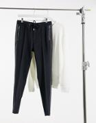 River Island Smart Sweatpants With Side Stripe In Navy