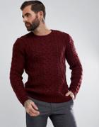 Asos Chunky Cable Knit Sweater In Burgundy - Red