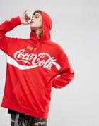 Bershka Hoodie With Coca Cola Slogan In Red - Red
