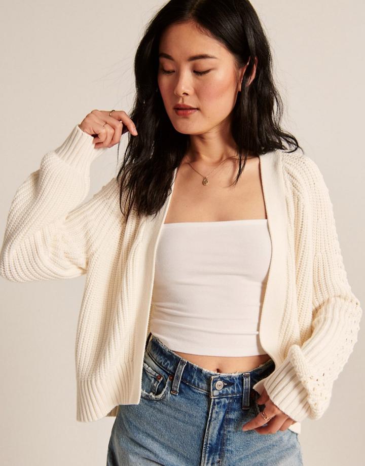 Abercrombie & Fitch Cardigan In Cream-white