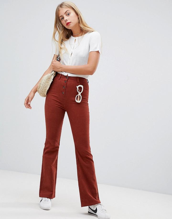 Emory Park Button Front Flare Pants In Cord