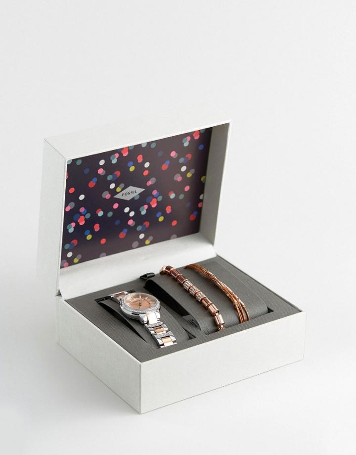 Fossil Two Tone Virginia Watch & Bracelet Set - Gold