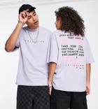 Collusion Unisex Natural Dyed T-shirt With Text Print In Lilac-purple
