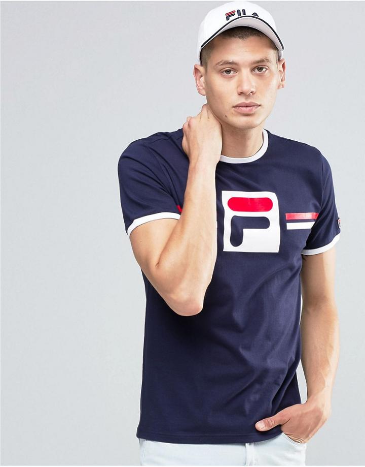 Fila Vintage T-shirt With Large Logo - Navy