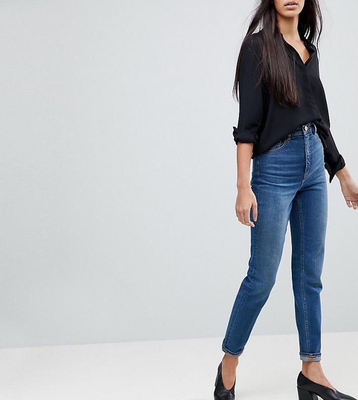 Asos Tall Farleigh High Waist Slim Mom Jeans In Neo Wash - Blue