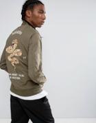 Maharishi Embroidered Snake Tour Bomber Jacket - Green
