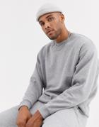 Asos Design Oversized Longline Sweatshirt In Gray Marl