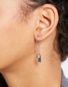 Topshop Padlock Chain Drop Earrings In Silver
