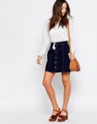 New Look A-line Denim Skirt - Black