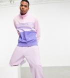 Puma Downtown Button Down Sweatshirt In Colour Block Lilac - Exclusive To Asos-purple