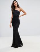 Ax Paris One Shoulder Fishtail Dress - Black
