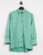 Pretty Lavish Oversized Cuff Shirt In Green
