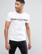 Tommy Hilfiger Stripe Logo T-shirt In White - White