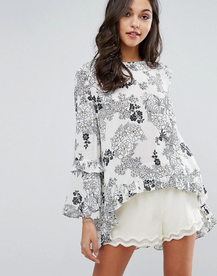 Stevie May Harper Print Ruffle Top - Multi