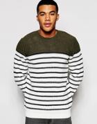 Asos Sweater With Stripe Contrast - Khaki