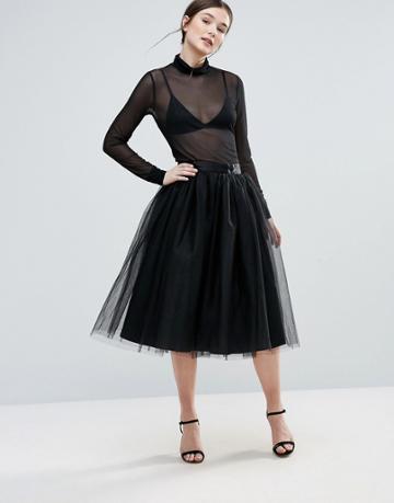 Amy Lynn Mesh Layered Skirt - Black