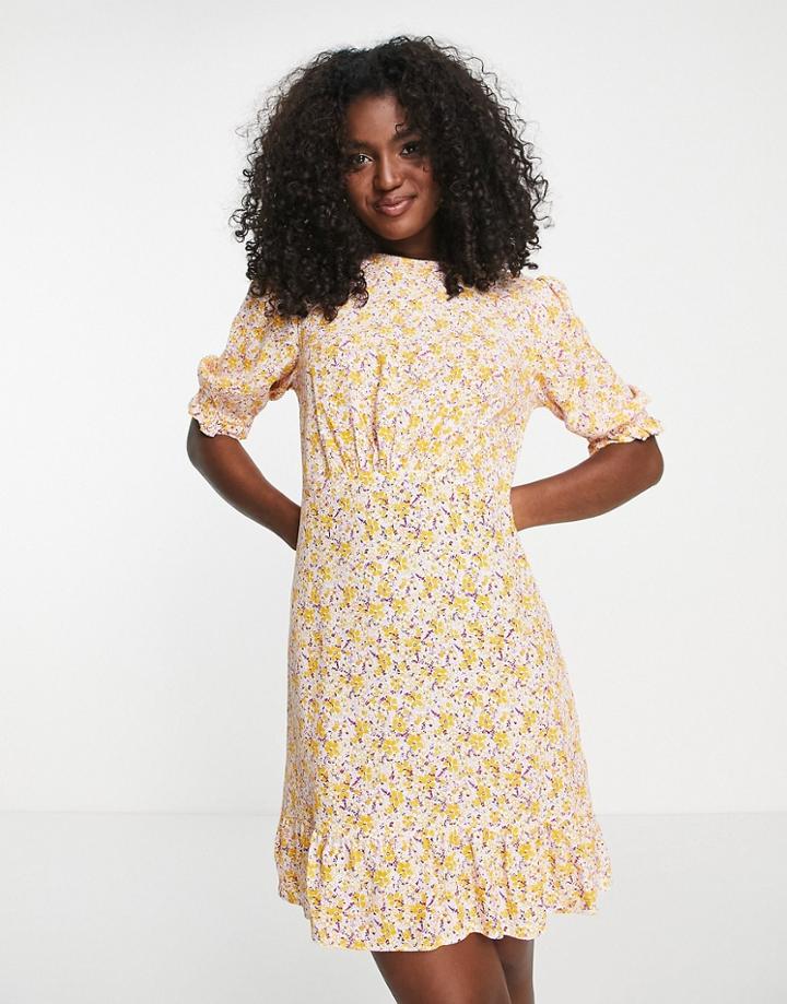 Nobody's Child Serena Floral Mini Dress In Coral-orange