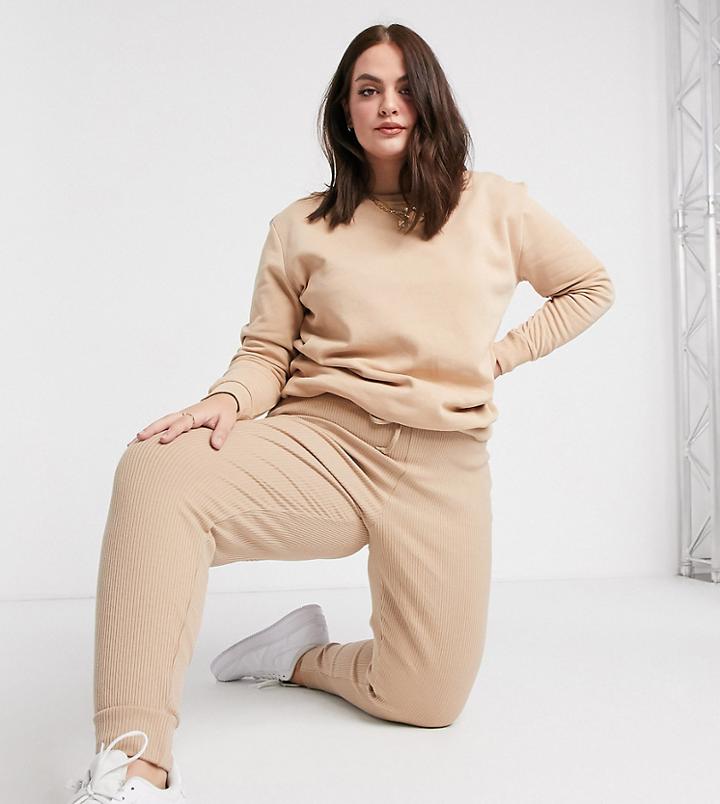 Simply Be Sweatpants In Oatmeal-neutral