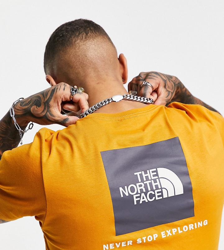 The North Face Red Box T-shirt In Yellow/gray Exclusive At Asos