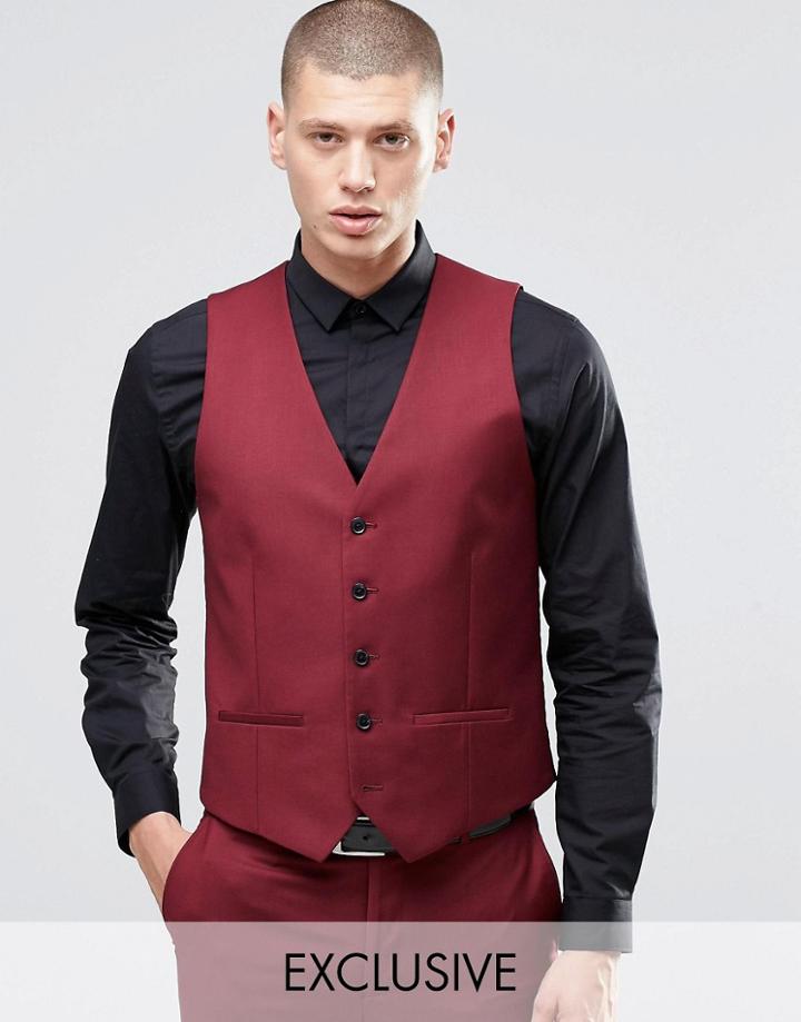 Farah Skinny Vest In Burgundy - Burgundy