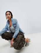 Asos Design Draped Parachute Pants With Chunky Zips - Green