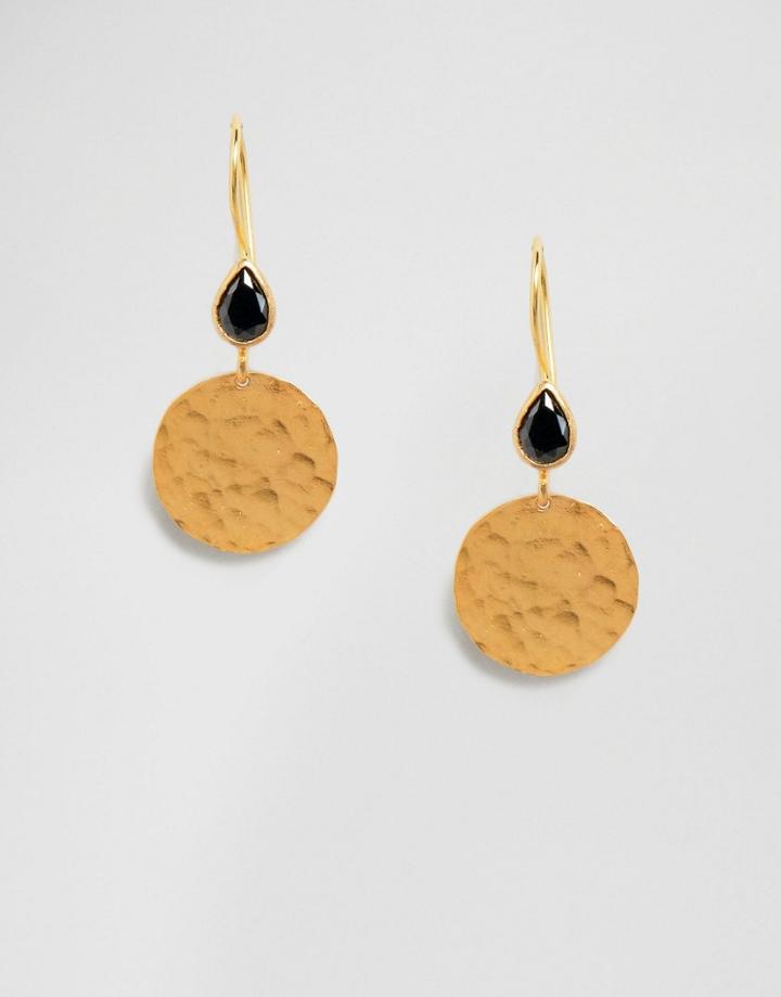 Ottoman Hands Hammered Disc Earrings - Gold