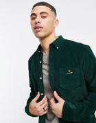 Gant Logo Cord Shirt Buttondown Regular Fit In Tartan Green