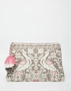 Star Mela Clutch With Double Bird Embroidery