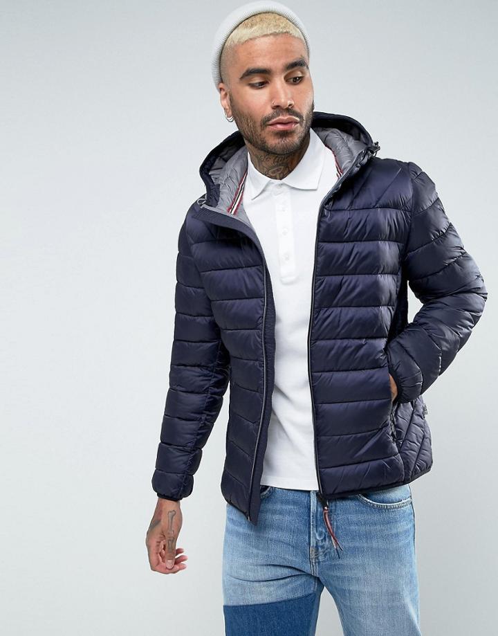 Napapijri Aerons Quilted Hooded Jacket In Navy - Navy