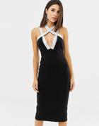 Lavish Alice Strappy Sequin Iridescent Midi Dress In Black - Black