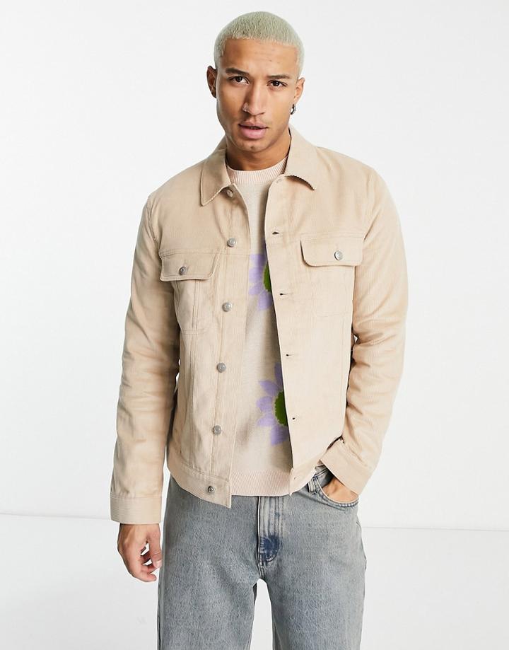 Asos Design Oversized Cord Western Jacket In Stone-neutral