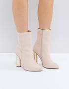Truffle Collection Metallic Heeled Ankle Boot - Pink