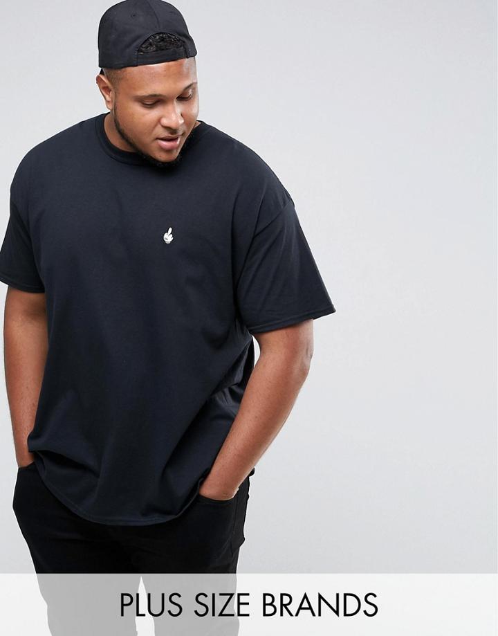 New Love Club Plus Embroiderd Hand Gesture T-shirt - Black