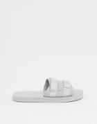 Asos Design Padded Tech Lounge Slides In Light Gray-grey